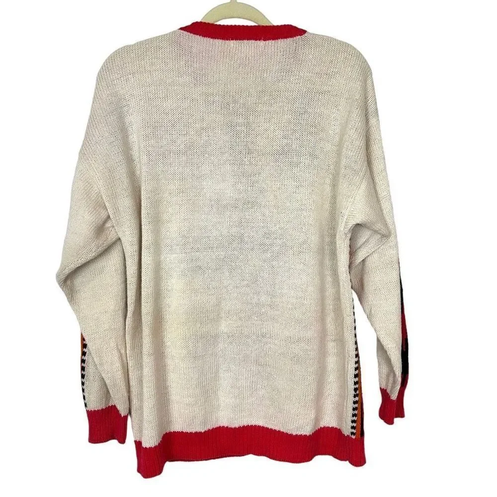 Emminent Womens Folk Art Embroidered vintage Crewneck Sweater Southwesterb Large